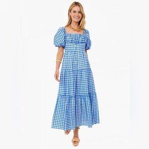 Tuckernuck Blue and White Gingham Maxi Dress